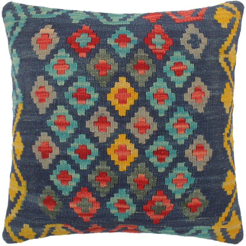 Bohemian Turkish Cartwrig Hand Woven Kilim Pillow