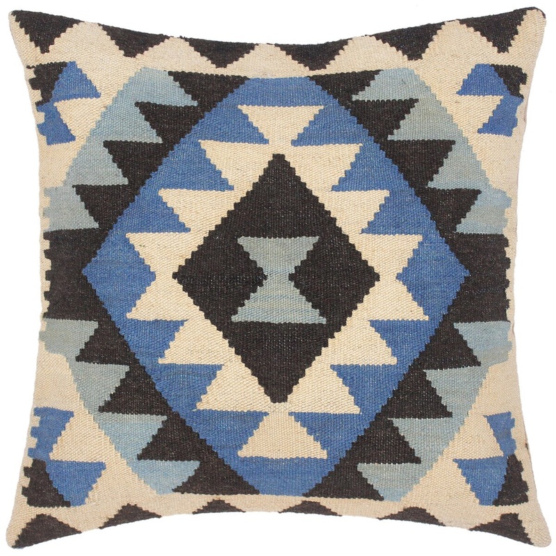 Tribal Robbi Hand-Woven Turkish Kilim Throw Pillow 18 in. x 18 in.