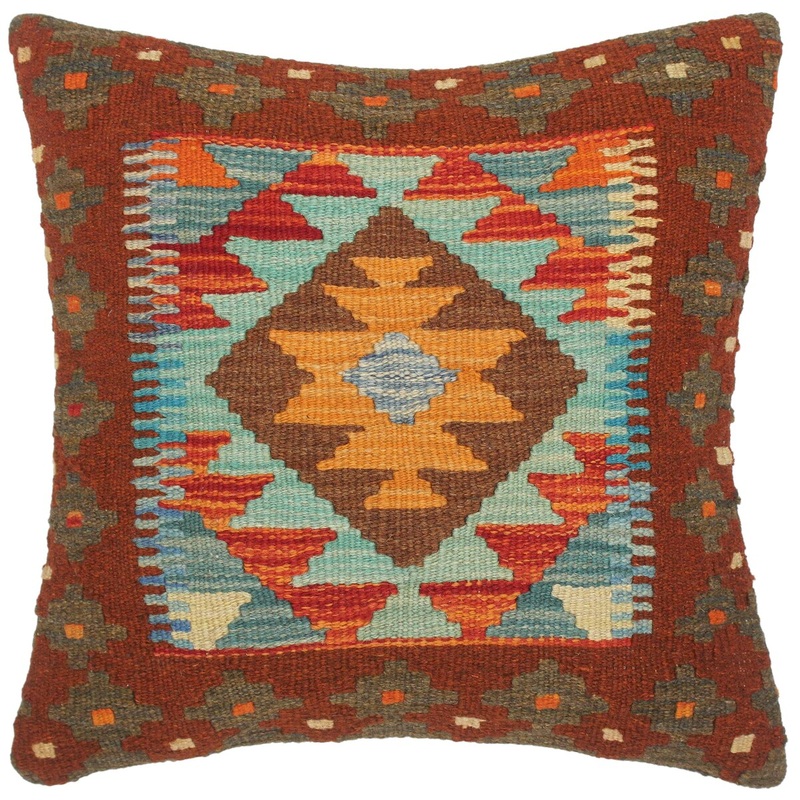 Bauhaus Sydney Hand-Woven Turkish Kilim Throw Pillow 18 in. x 18 in.