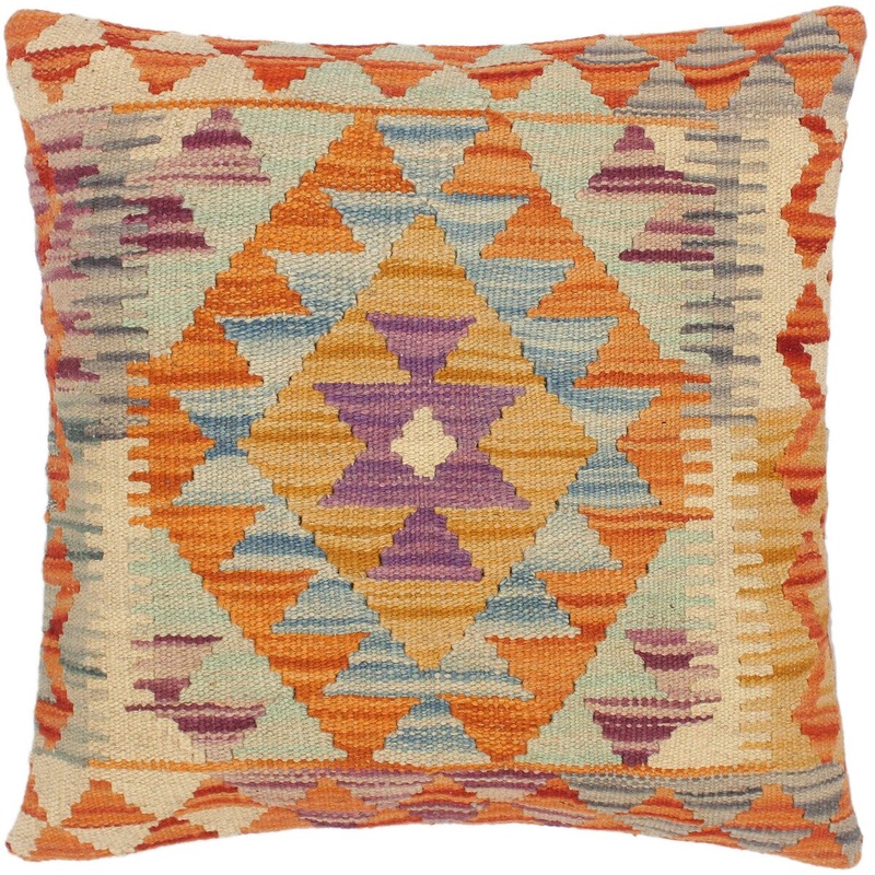 Bohemian Anabel Hand-Woven Turkish Kilim Throw Pillow 18 in. x 18 in.