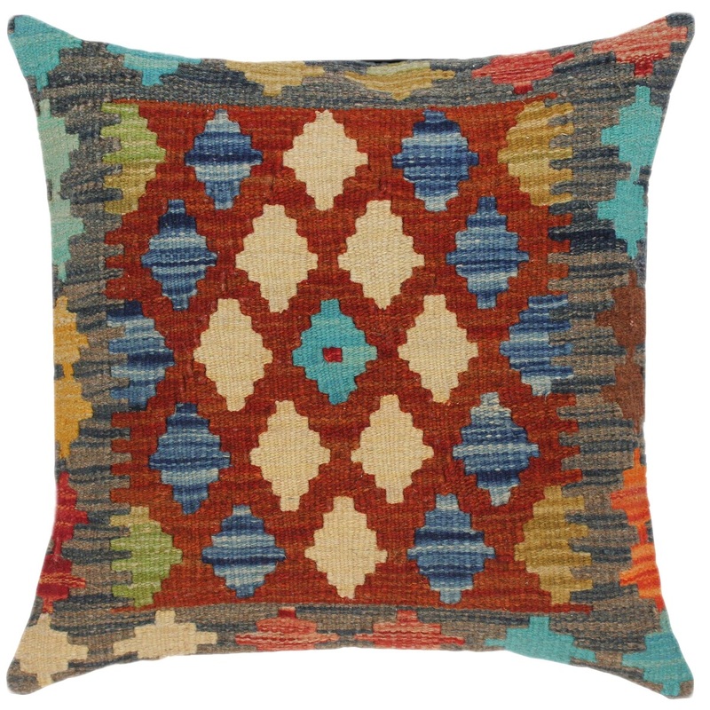 Bohemian Birgit Hand-Woven Turkish Kilim Throw Pillow