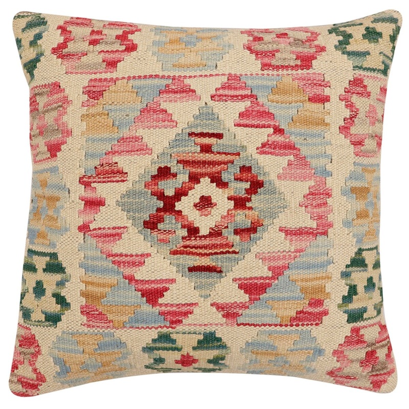 Bohemian Hayley Turkish Hand-Woven Kilim Pillow - 18'' x 18''