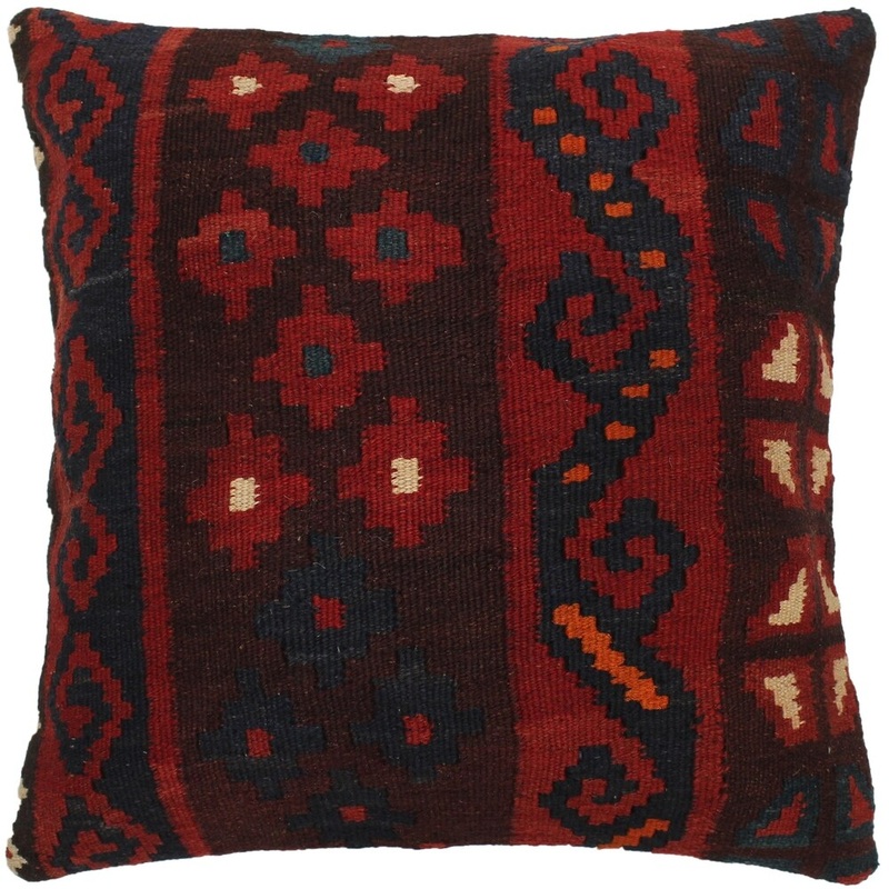 Annelle Maroon/Red Hand-Woven Kilim Throw Pillow - 1'6 x 1'6