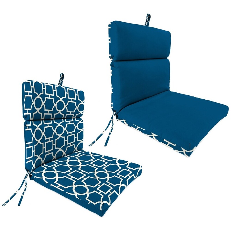 22" x 44" Navy Solid Outdoor Chair Cushion with Ties and Loop
