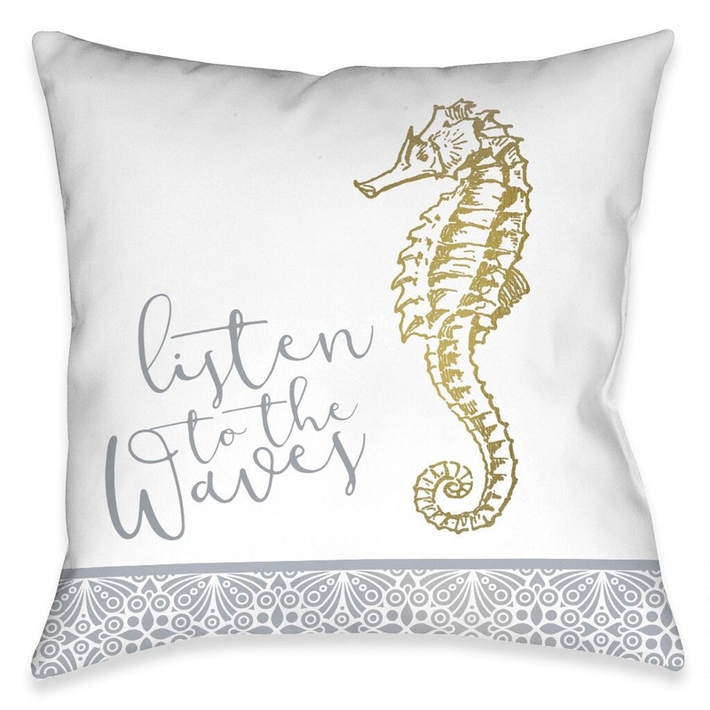 Azure Coastal Waves Outdoor Pillow