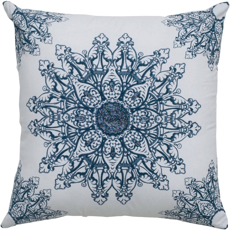 Blue Medallion Throw Pillow