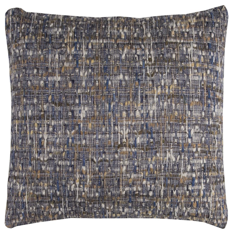 Blue/ Multi All-over Threaded Pattern Decorative Filled Throw Pillow