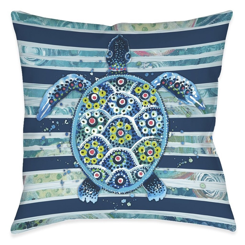 Blue Ocean Turtle Outdoor Pillow