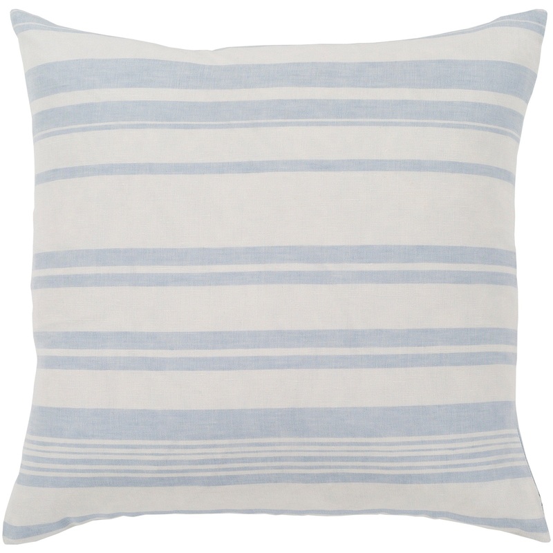 Artistic Weavers Lawson Blue & White Striped Throw Pillow Cover (18" x 18")