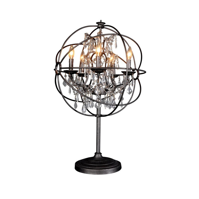 Aurelle Home Iron & Crystal Sphere Table Lamp