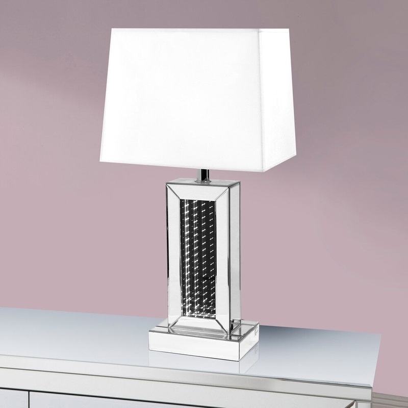 Best Quality Furniture Mirrored Table Lamp and Shade with LED Accent
