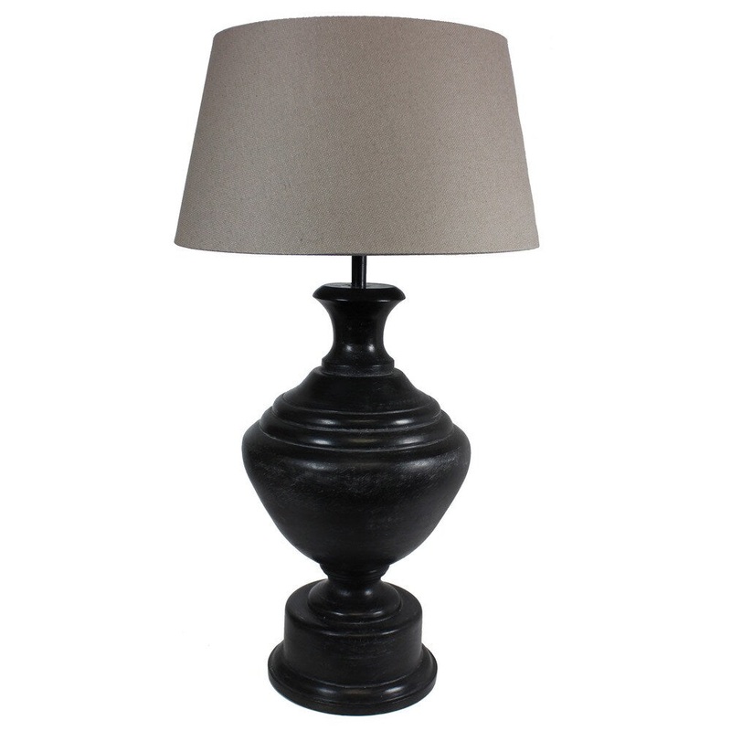 Camile 33-inch Black Grey Wash Solid Wood Table Lamp
