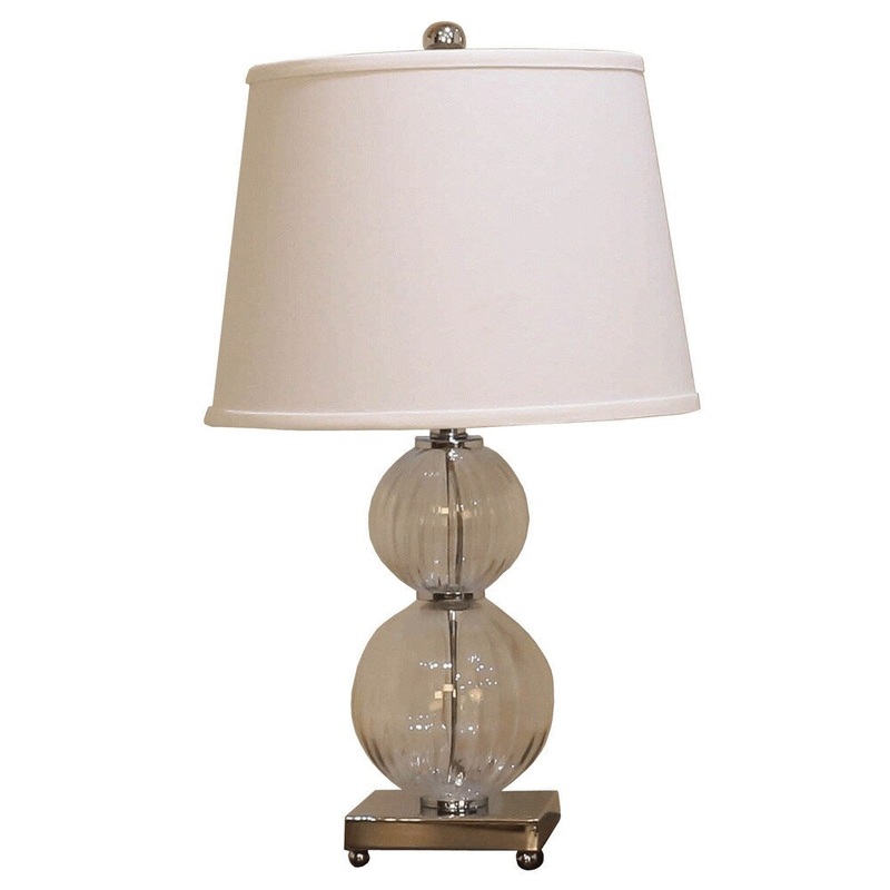 Somette Clear Fluted Double Round Glass Table Lamp