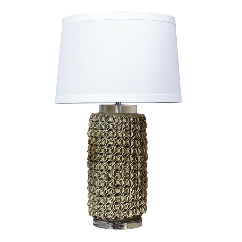 Somette Olive Porcelain Stacked Seashells Table Lamp