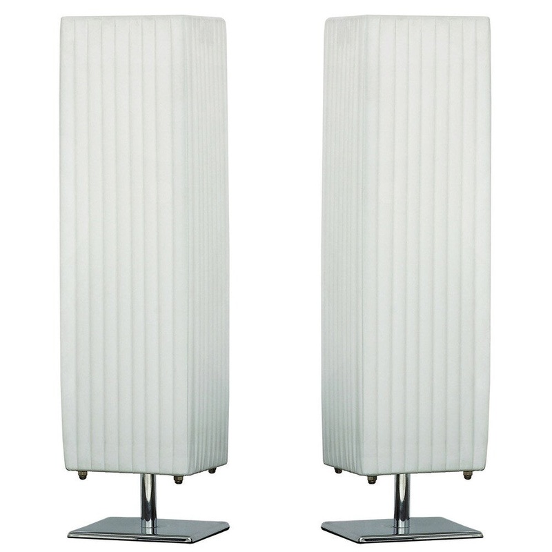 Urban Designs Charlotte White Fabric/Metal Table Lamps (Set of 2)