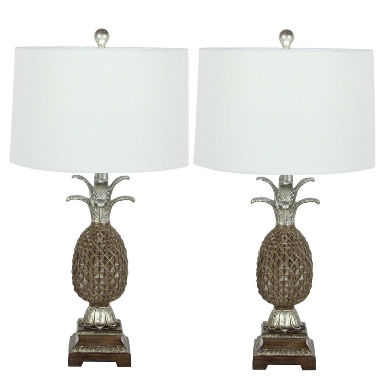 Urban Designs Pineapple 28-inch Polystone Table Lamp (Set of 2) - Brown