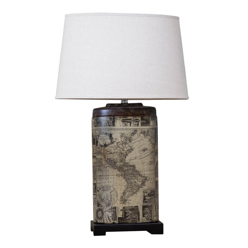 Bombay Oval Archaic Map Table Lamp