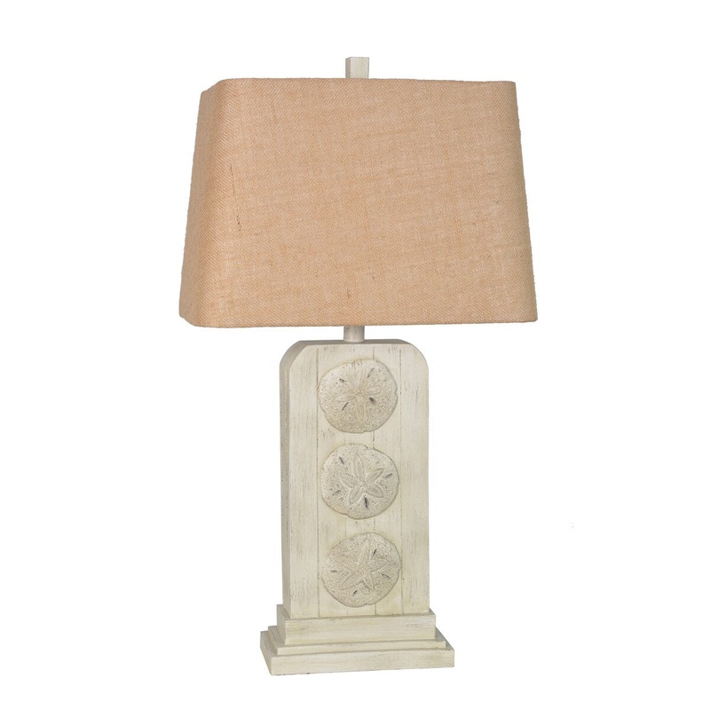 Carved Sand Dollar Polyresin Table Lamp