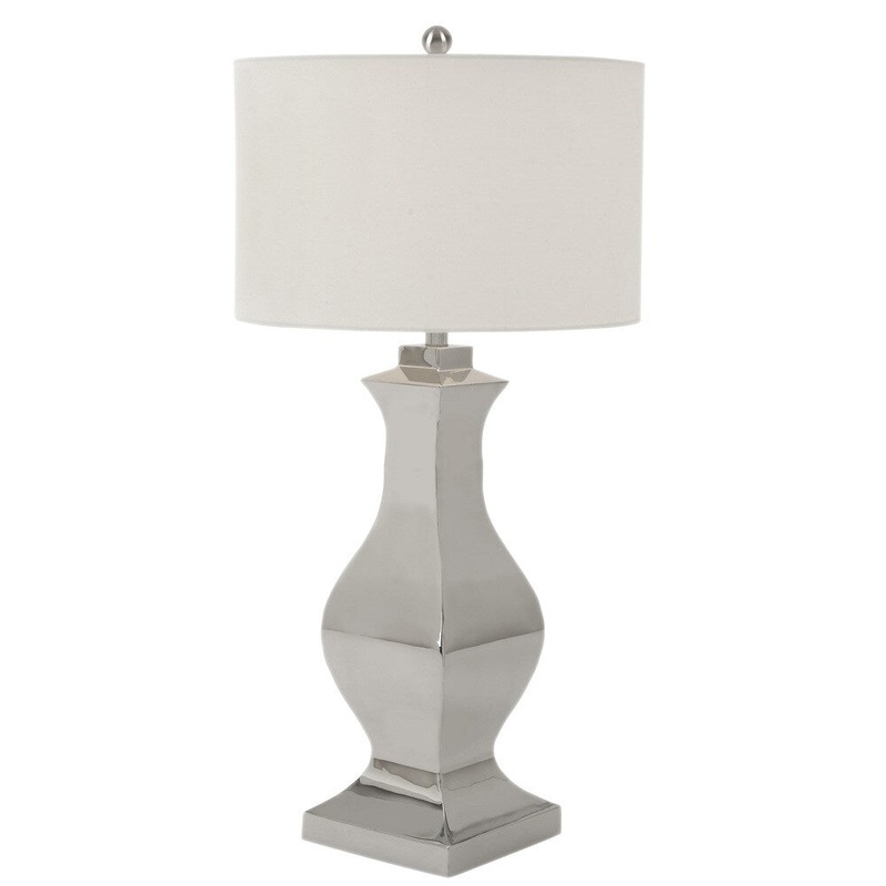 Casa Cortes Leeds Collection 29-inch Tall Stainless Steel Table Lamp - White