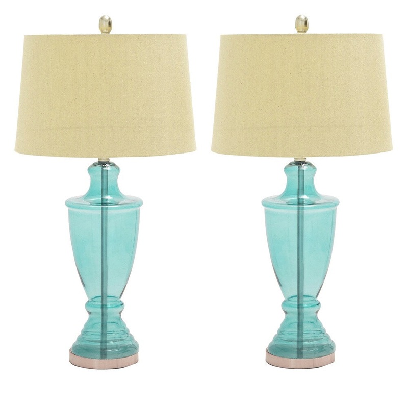 Casa Cortes Marina Blue Glass Table Lamps (Set of 2)