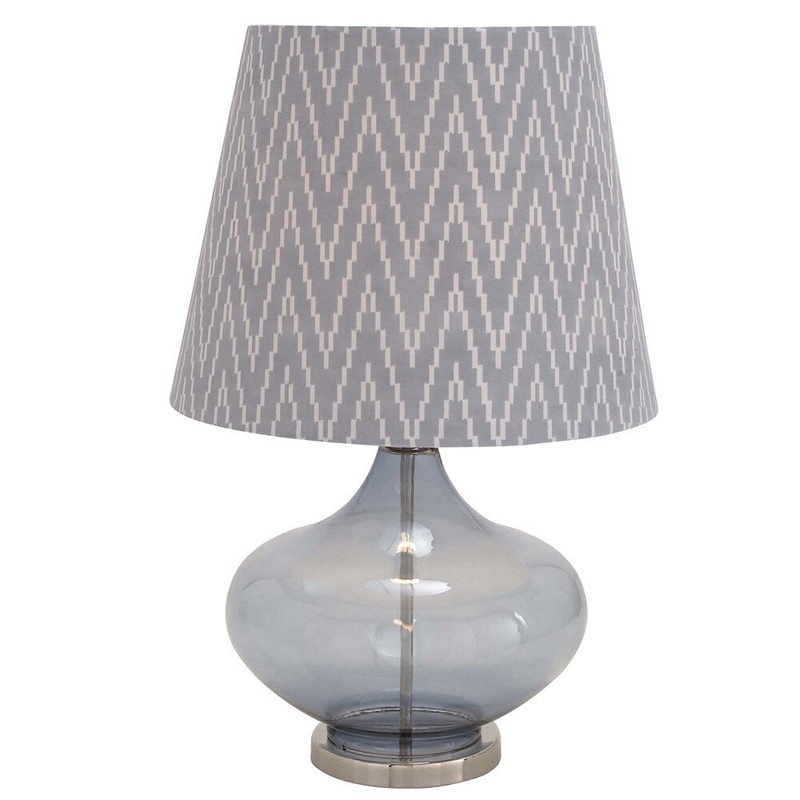 Casa Cortes Oversized 27-inch Glass Zig-zag Chevron Handcrafted Table Lamp