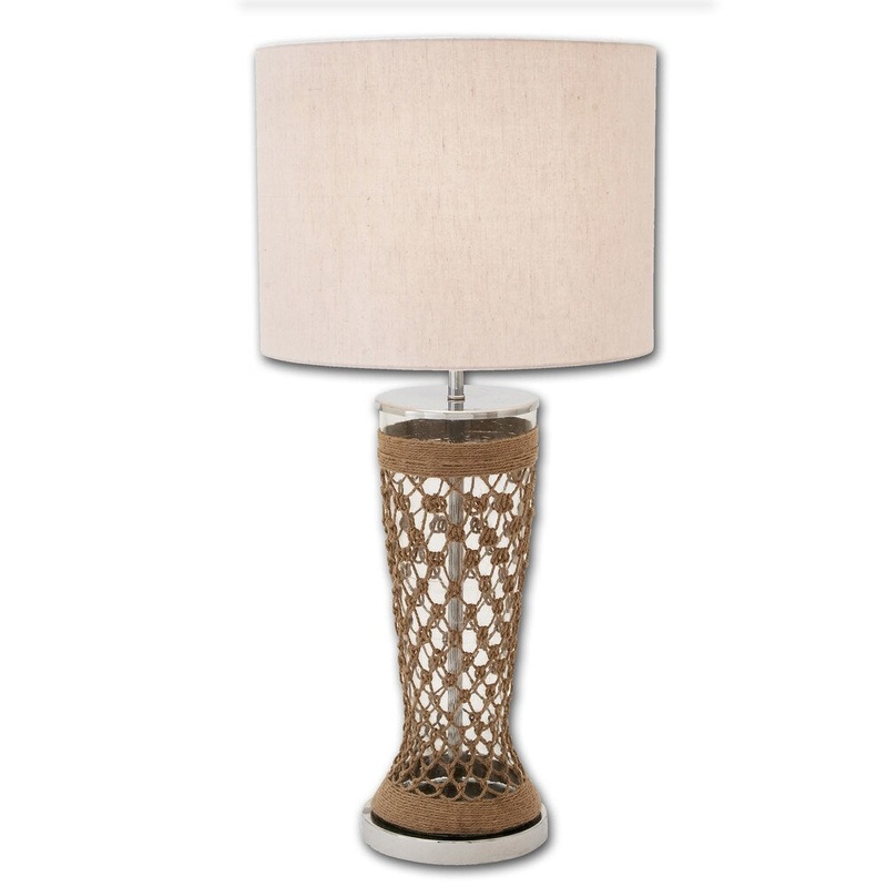 Casa Cortes Tall Clear Glass and Jute Table Lamp