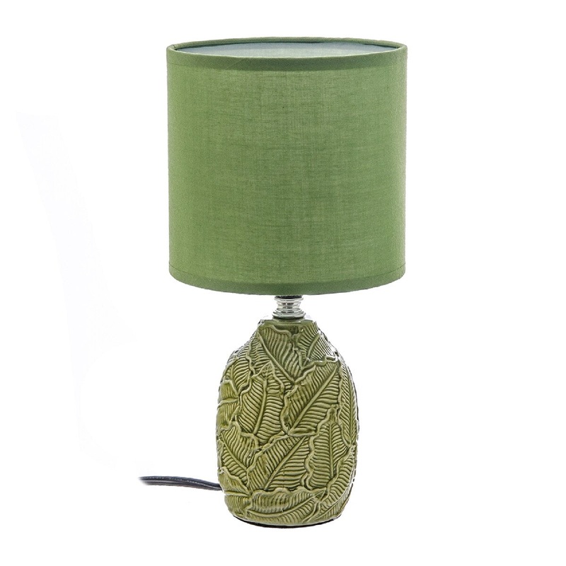 Ceramic Table Lamp With Shade Leaflet Green
