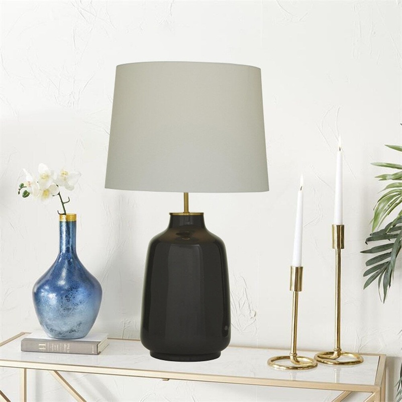 Crestview Contemporary Glazed Ceramic Table Lamp - Grey - 26" x 15"