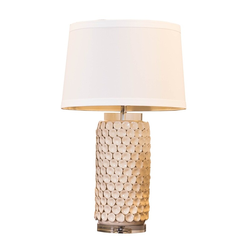 Somette Cream Porcelain Stacked Seashells Table Lamp