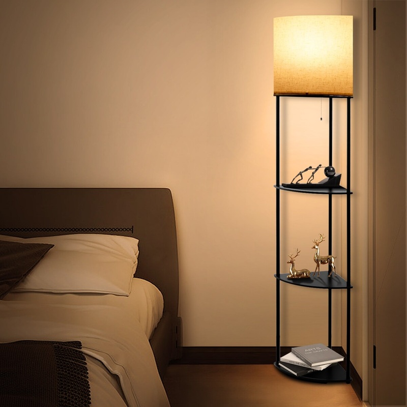 4-Tier Corner Storage Rack Light USB Charging Station Including Bulb - N/A