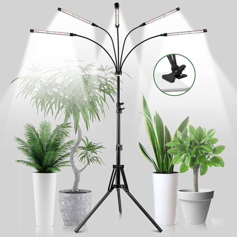5 Heads Grow Lights for Indoor Plants, 100 LEDs Full Spectrum Led Plant Light for Seed Starting