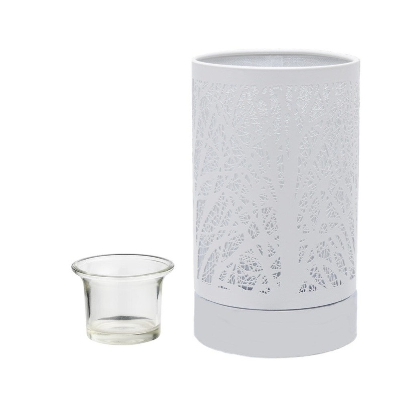 7" Touch lamp/Oil burner/Wax warmer - White Style Forest - 3.75*3.75*7