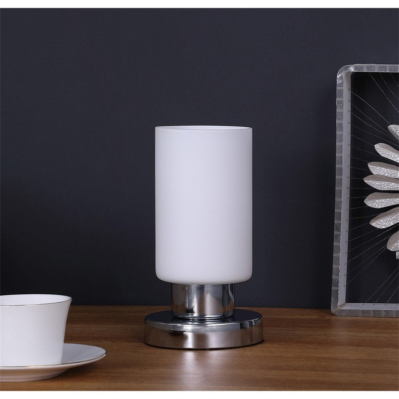 8.75 Inch Glass Up Light Touch-On Cylinder Metal Table Lamp