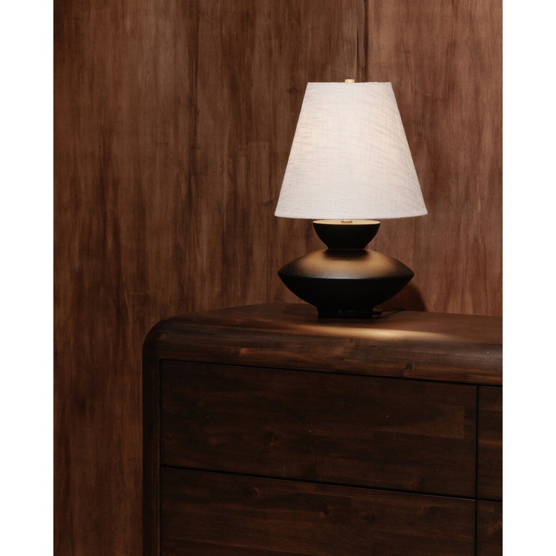 Aurelle Home Modern Geometric Base Table Lamp with Fabric Shade