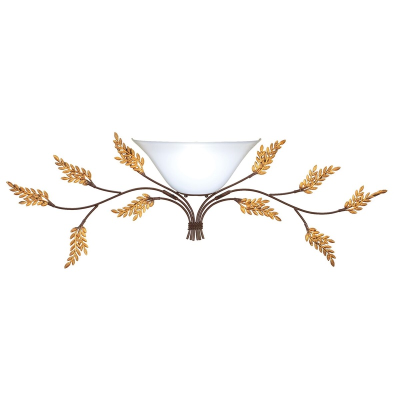 Brass-toned Decorative Fern Wall Lamp with Remote - 16.880 x 12.130 x 7.500