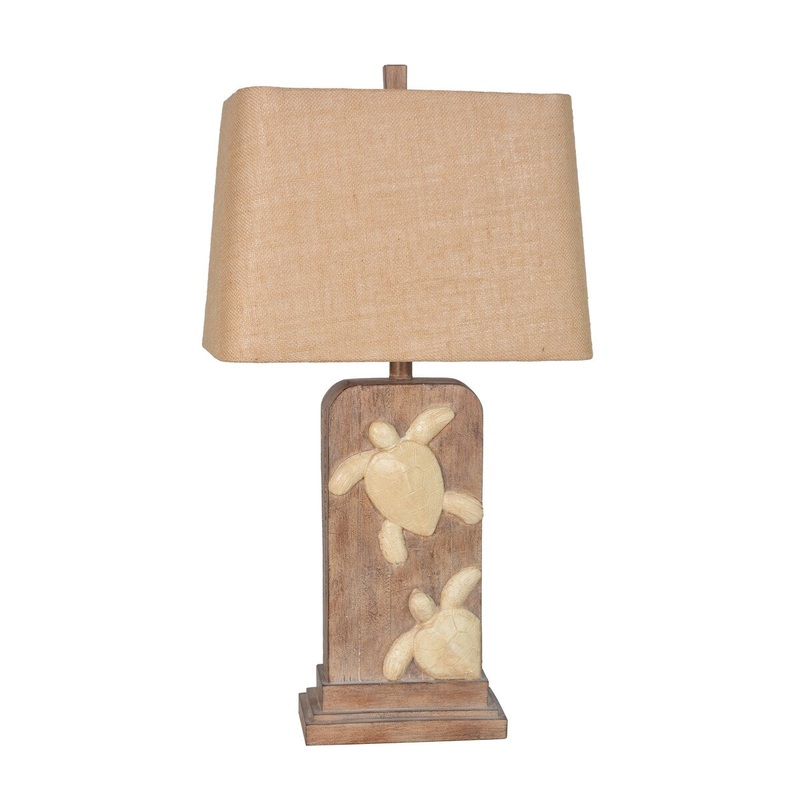 Carved Turtle Polyresin Table Lamp