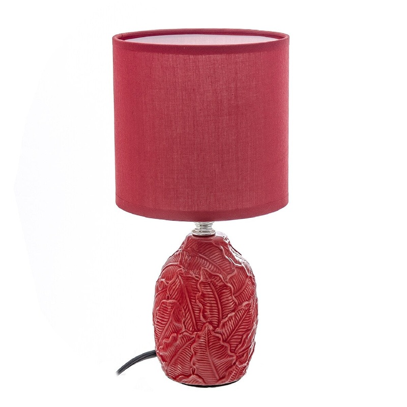 Ceramic Table Lamp With Shade Leaflet Red