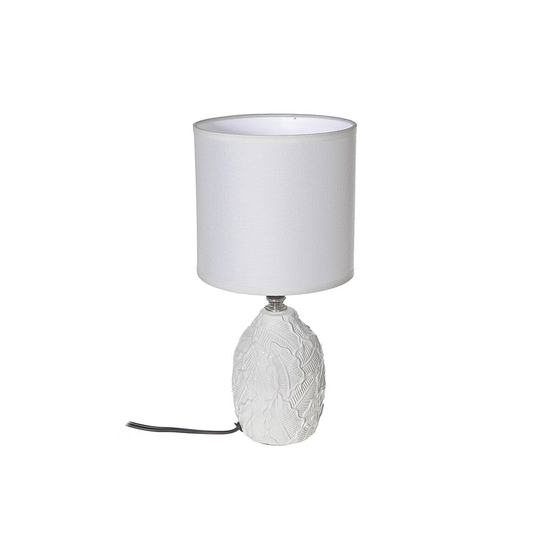 Ceramic Table Lamp With Shade Leaflet White