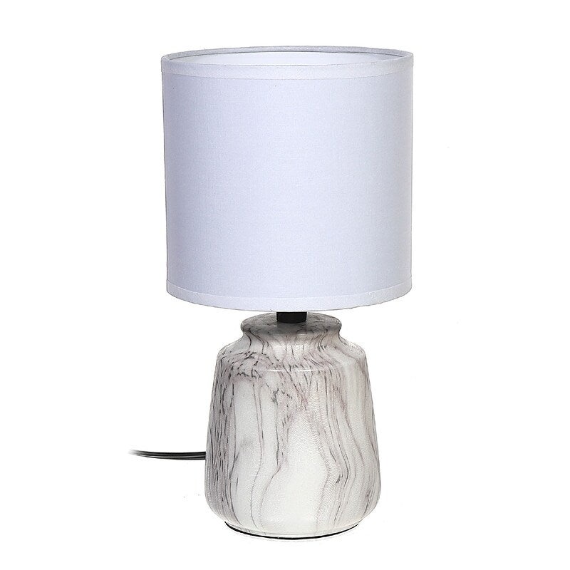 Ceramic Table Lamp With Shade (Marbling) (White)