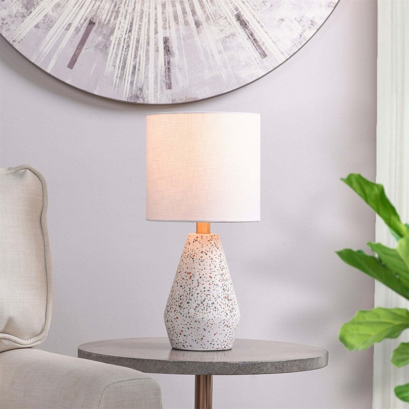 Terrazzo Table Lamp with White Drum Shade
