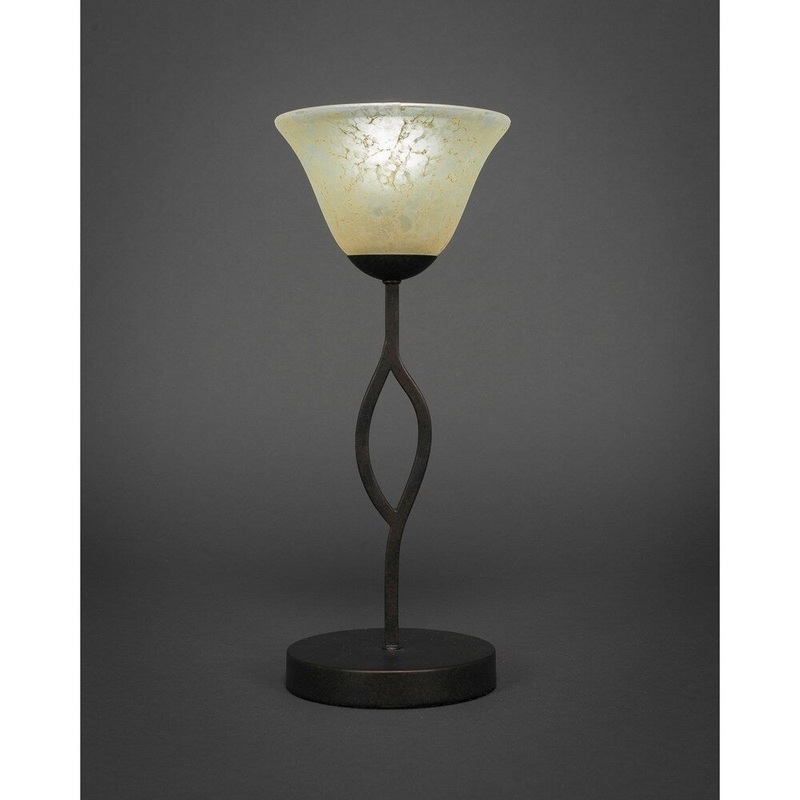Toltec Revo 1 Light Accent Lamp Shown In Dark Granite Finish With 7" Amber Marble Glass Shade