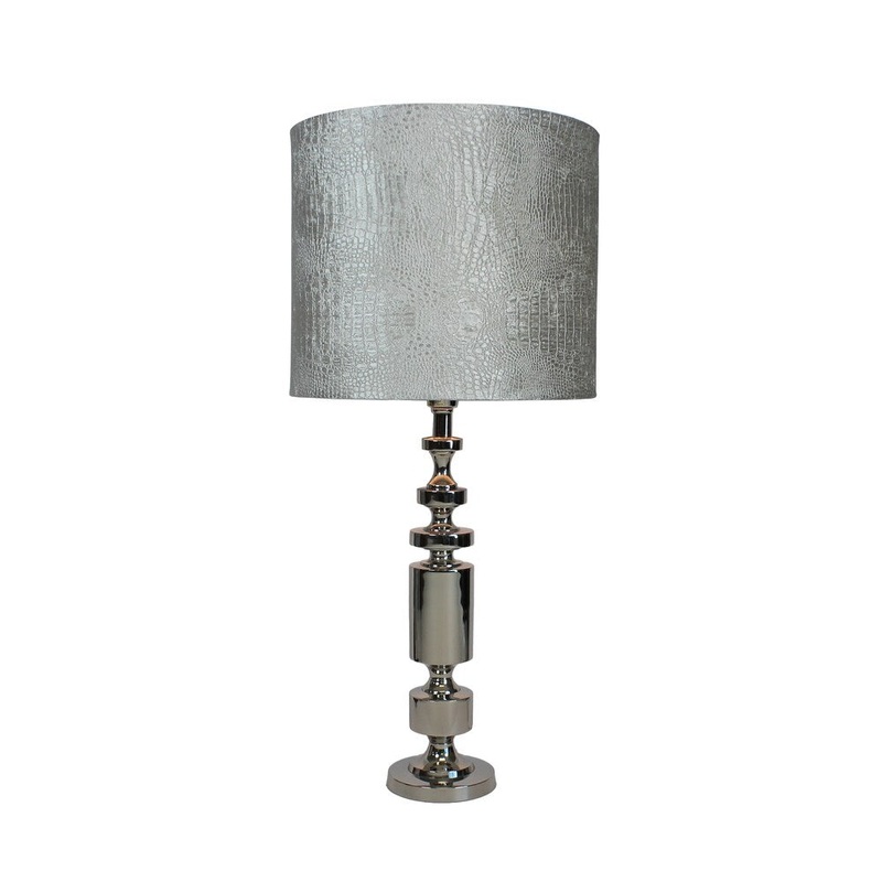 Urban Designs Merlin 31-Inch Cylindrical Tower Nickel Table Lamp