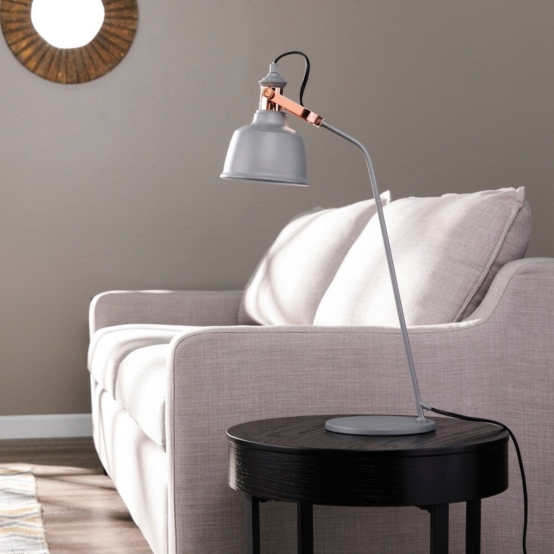 Carbon Loft Aaliyah Transitional Gray Metal Table Lamp