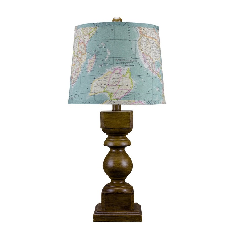 Somette Mayville Map Pecan Wood Stain Table Lamp