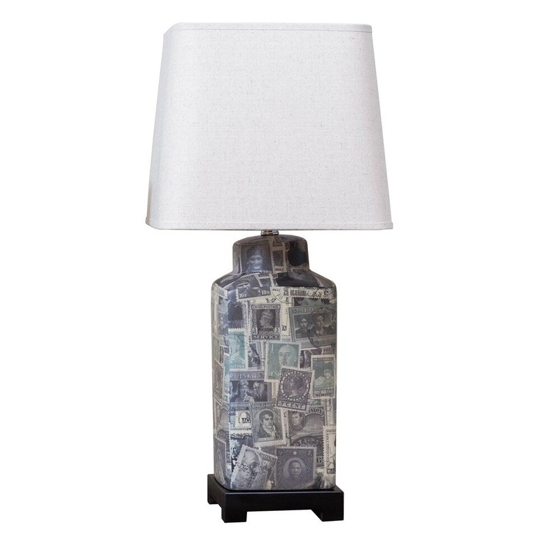 Somette Outlet Nostalgic Stamps Rectangular Table Lamp