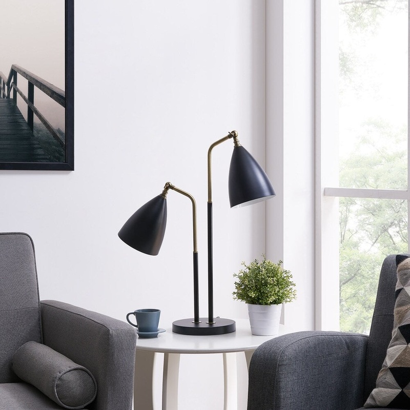 Strick & Bolton Renison Modern Vintage Black Metal Table Lamp