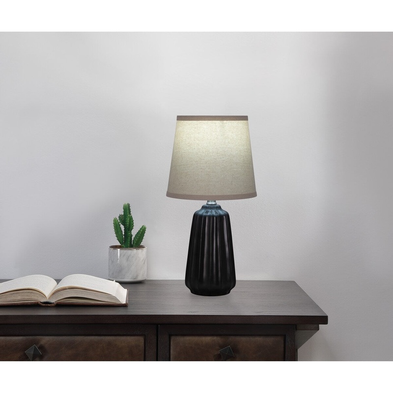 Textured Ceramic Accent Lamp with Textured Hardback Shade