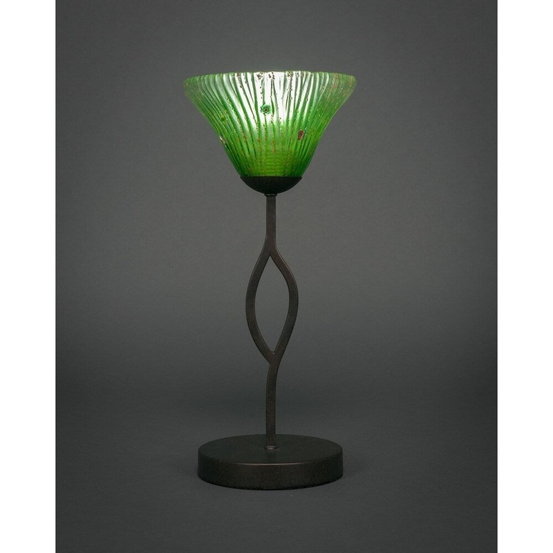 Toltec Revo 1 Light Accent Lamp Shown In Dark Granite Finish With 7" Kiwi Crystal Glass Shade