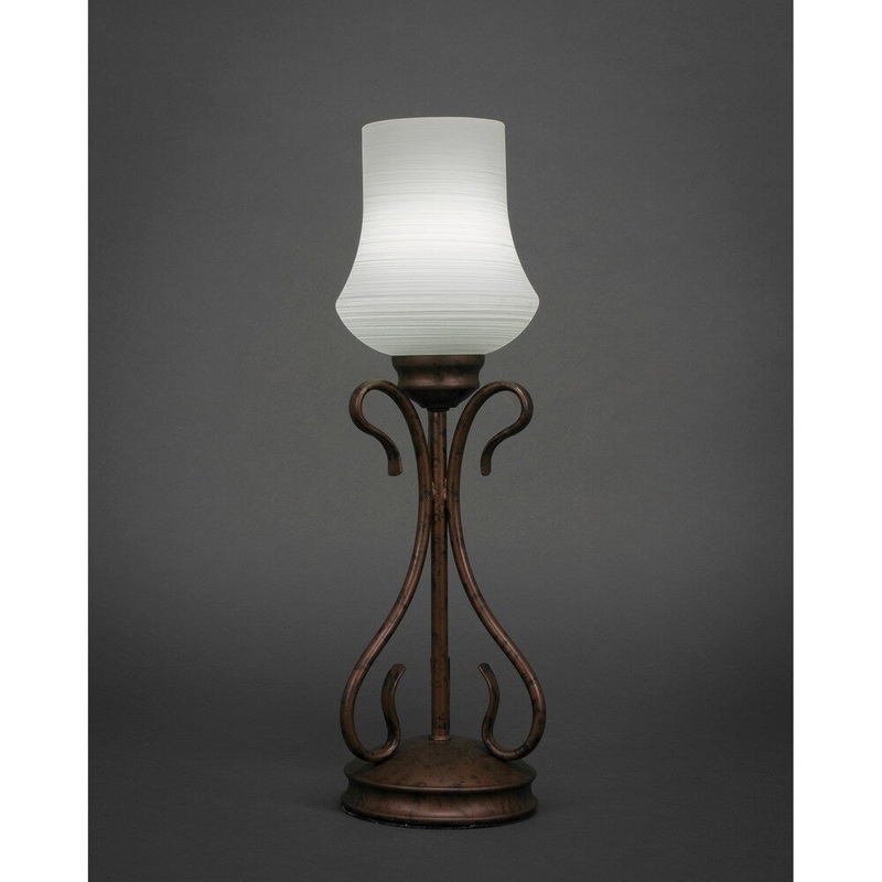 Toltec Swan 1 Light Accent Lamp Shown In Bronze Finish With 5.5" Zilo White Linen Glass Shade