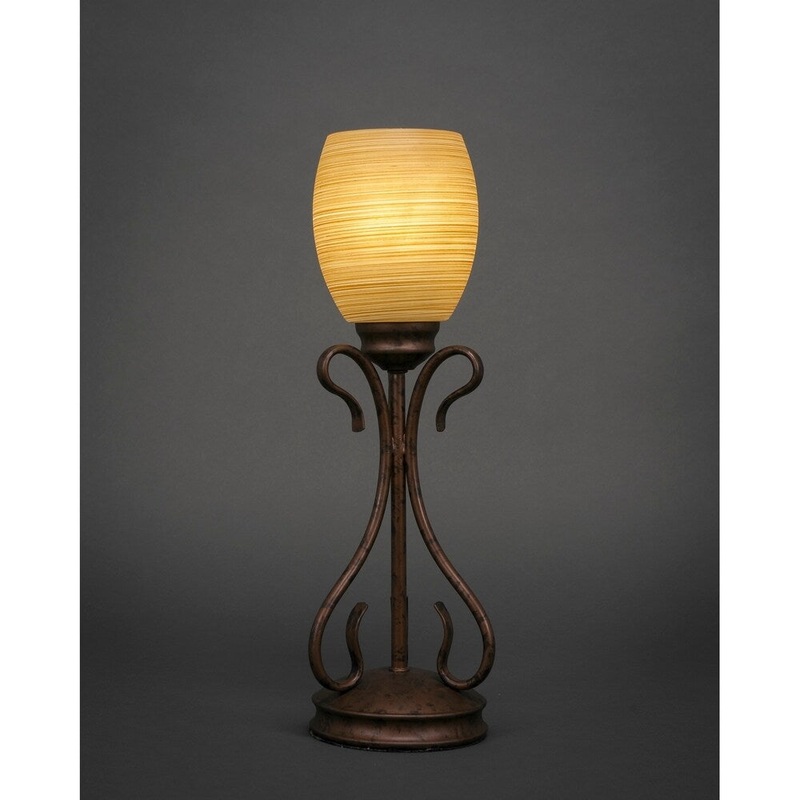 Toltec Swan 1 Light Accent Lamp Shown In Bronze Finish With 5" Cayenne Linen Glass Shade